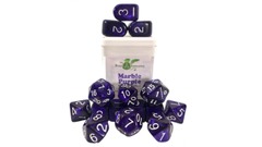 Set Of 15 Dice: Marble Purple W/ White Numbers